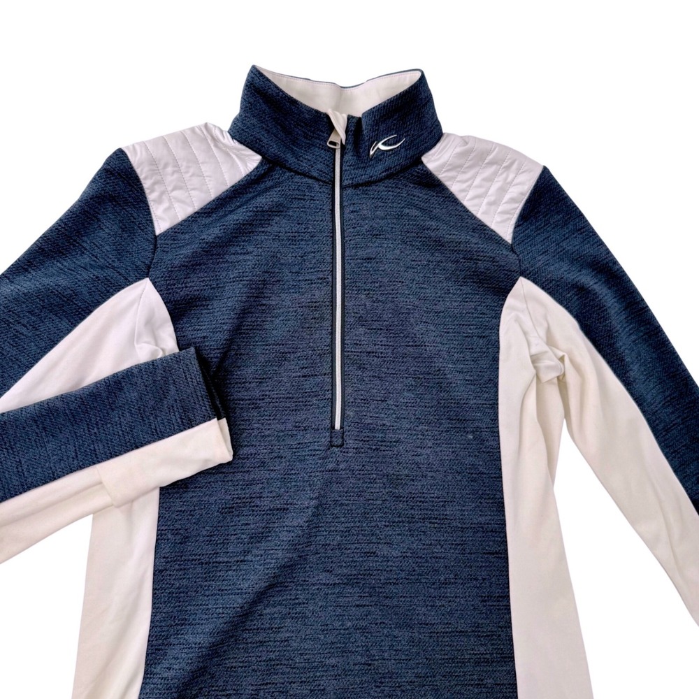 KJUS Jacket Midlayer Pullover Womens 36 S Navy Blue Half-Zip Quilted Ski